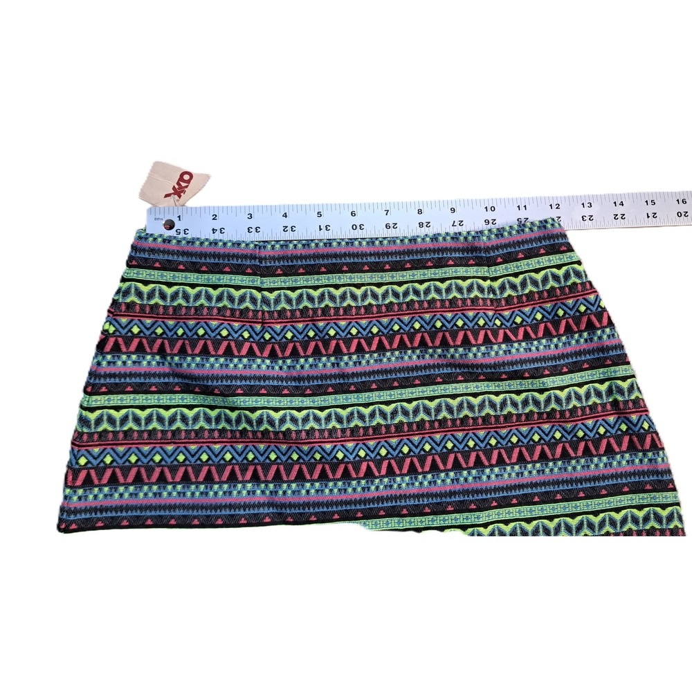 Shrinking Violet Geometric Stripe Tribal Tapestry Mini Skirt Woven Cotton XS NWT - Picture 2 of 8